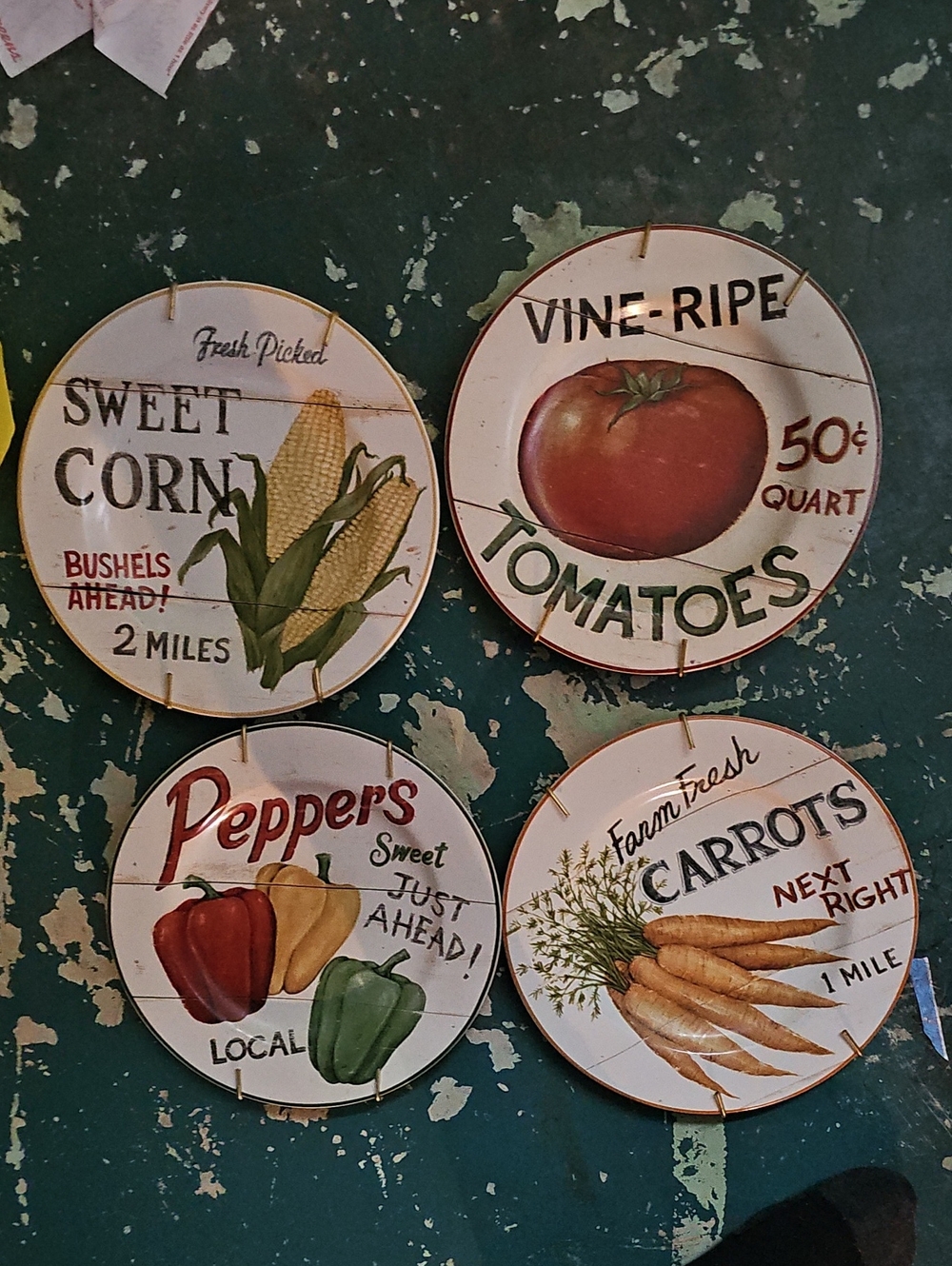 Sakura - Farm Fresh Vegetable Wall Plate Set - Corn, Tomato, Peppers, Carrots